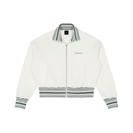 Striped Rib Collar Zip Jacket