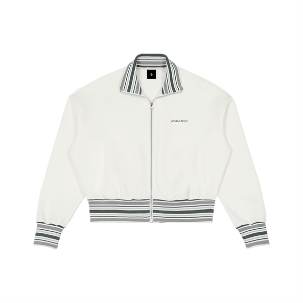 Striped Rib Collar Zip Jacket